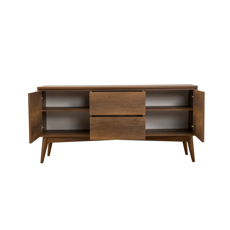Casa si Gradina - Mobilier - Seturi de mobilier - Seturi living - Set masă extensibilă (5 bucăți), scaune/consolă Hanah Home, PAL melaminat, 130 x 80 x 76 cm, nuc/albastru închis, 869VEL8788 - Infinity.ro