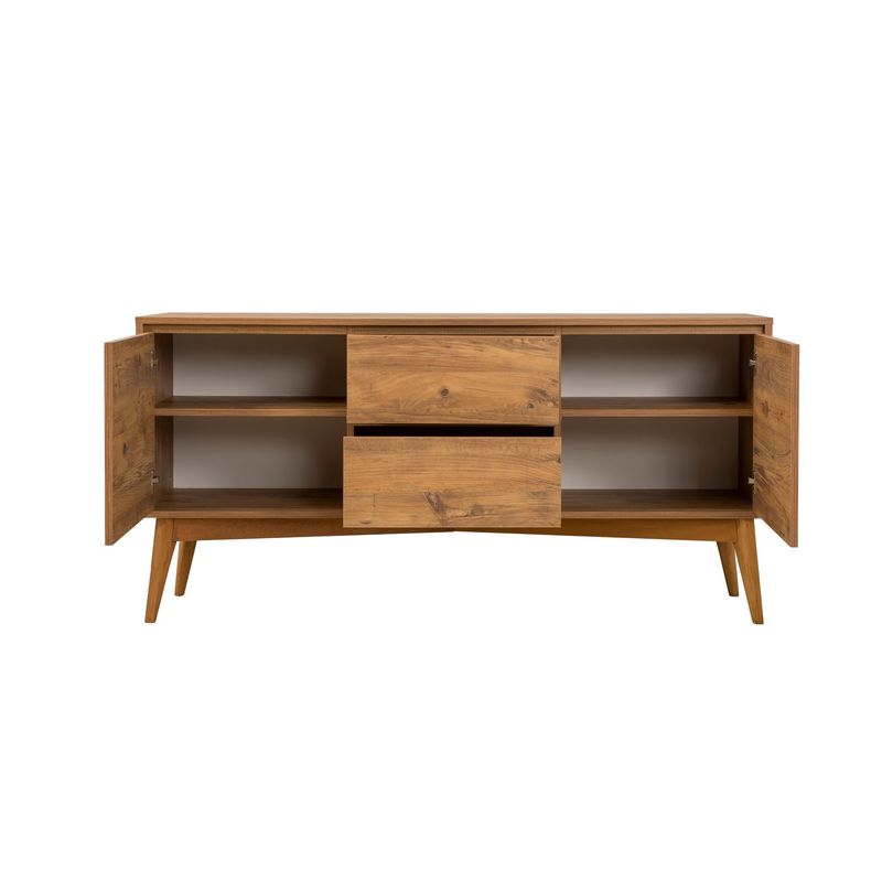 Casa si Gradina - Mobilier - Seturi de mobilier - Seturi living - Set masă extensibilă (6 bucăți), scaune/consolă Hanah Home, PAL melaminat, 130 x 80 x 76 cm, atlantic pine/albastru închis, 869VEL8773 - Infinity.ro
