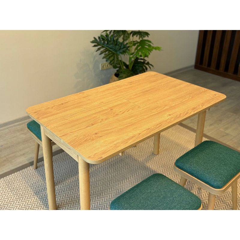 Casa si Gradina - Mobilier - Seturi de mobilier - Seturi living - Set masă extensibilă cu scaune (4 bucăți) Hanah Home, PAL melaminat, 110 x 50 x 75 cm, stejar/verde, 869VEL8834 - Infinity.ro