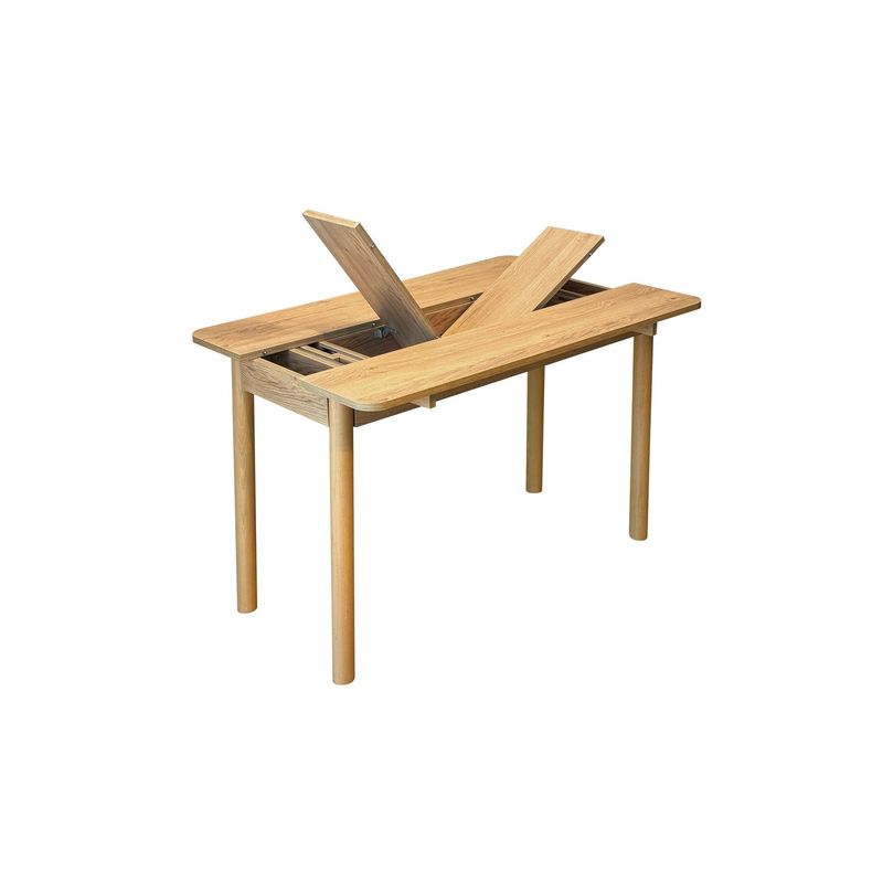 Casa si Gradina - Mobilier - Seturi de mobilier - Seturi living - Set masă extensibilă cu scaune (4 bucăți) Hanah Home, PAL melaminat, 110 x 50 x 75 cm, stejar/verde, 869VEL8834 - Infinity.ro