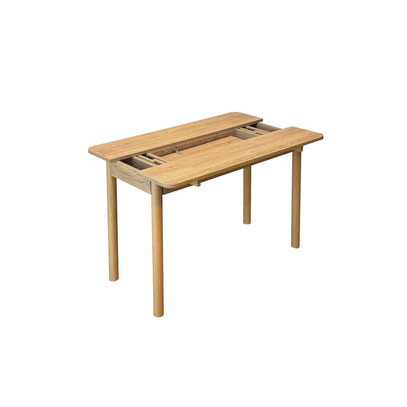 Casa si Gradina - Mobilier - Seturi de mobilier - Seturi living - Set masă extensibilă cu scaune (4 bucăți) Hanah Home, PAL melaminat, 110 x 50 x 75 cm, stejar/verde, 869VEL8834 - Infinity.ro