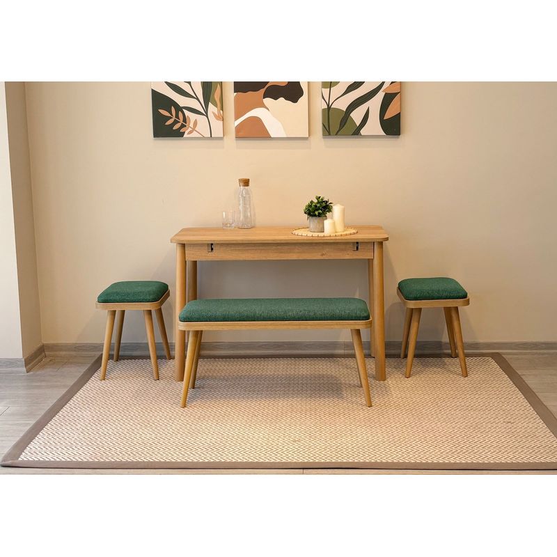 Casa si Gradina - Mobilier - Seturi de mobilier - Seturi living - Set masă extensibilă cu scaune (4 bucăți) Hanah Home, PAL melaminat, 110 x 50 x 75 cm, stejar/verde, 869VEL8834 - Infinity.ro