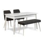 Casa si Gradina - Mobilier - Seturi de mobilier - Seturi living - Set masă extensibilă cu scaune (4 bucăți) Hanah Home, PAL melaminat, 120 x 75 x 77 cm, alb/antracit, 869VEL5260 - Infinity.ro
