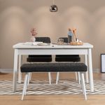 Casa si Gradina - Mobilier - Seturi de mobilier - Seturi living - Set masă extensibilă cu scaune (4 bucăți) Hanah Home, PAL melaminat, 120 x 75 x 77 cm, alb/antracit, 869VEL5260 - Infinity.ro