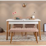 Casa si Gradina - Mobilier - Seturi de mobilier - Seturi living - Set masă extensibilă cu scaune (4 bucăți) Hanah Home, PAL melaminat, 120 x 75 x 77 cm, atlantic pine/alb/piatră, 869VEL5254 - Infinity.ro