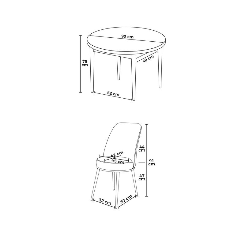 Casa si Gradina - Mobilier - Seturi de mobilier - Seturi living - Set masă dining cu scaune (5 bucăți) Hanah Home, PAL melaminat, 90 x 90 x 75 cm, baroque/crem, 240CHR2332 - Infinity.ro
