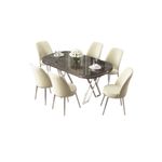Casa si Gradina - Mobilier - Seturi de mobilier - Seturi living - Set masă dining cu scaune (7 bucăți) Hanah Home, metal, 168 x 90 x 76 cm, antracit/chrome/crem, 240CHR2375 - Infinity.ro