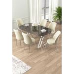 Casa si Gradina - Mobilier - Seturi de mobilier - Seturi living - Set masă dining cu scaune (7 bucăți) Hanah Home, metal, 168 x 90 x 76 cm, antracit/chrome/crem, 240CHR2375 - Infinity.ro
