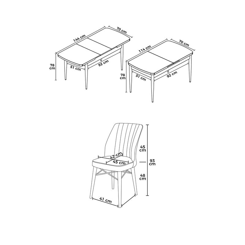 Casa si Gradina - Mobilier - Seturi de mobilier - Seturi living - Set masă extensibilă cu scaune (7 bucăți) Hanah Home, MDF, 114 x 70 x 78 cm, baroque/fume, 240CHR2538 - Infinity.ro