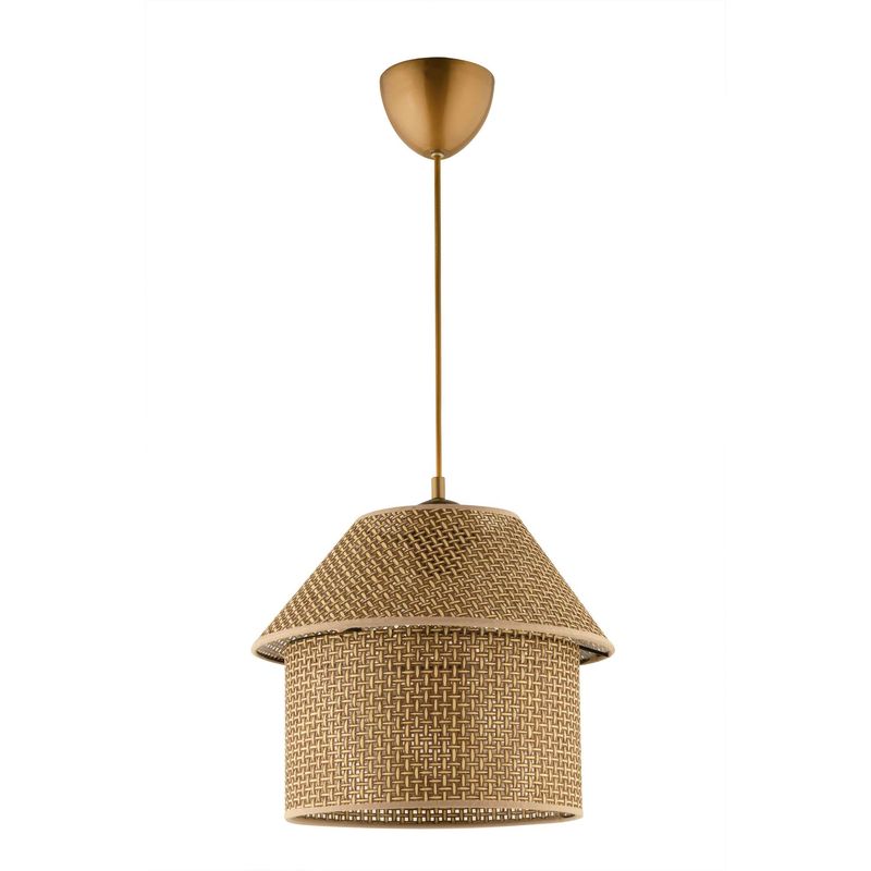 Casa si Gradina - Corpuri si surse de iluminat - Lustre si pendule - Lustră pendul Opviq din plastic, bej/auriu, 1xE27, Ø25 x 25 cm, 433NUV1154 - Infinity.ro