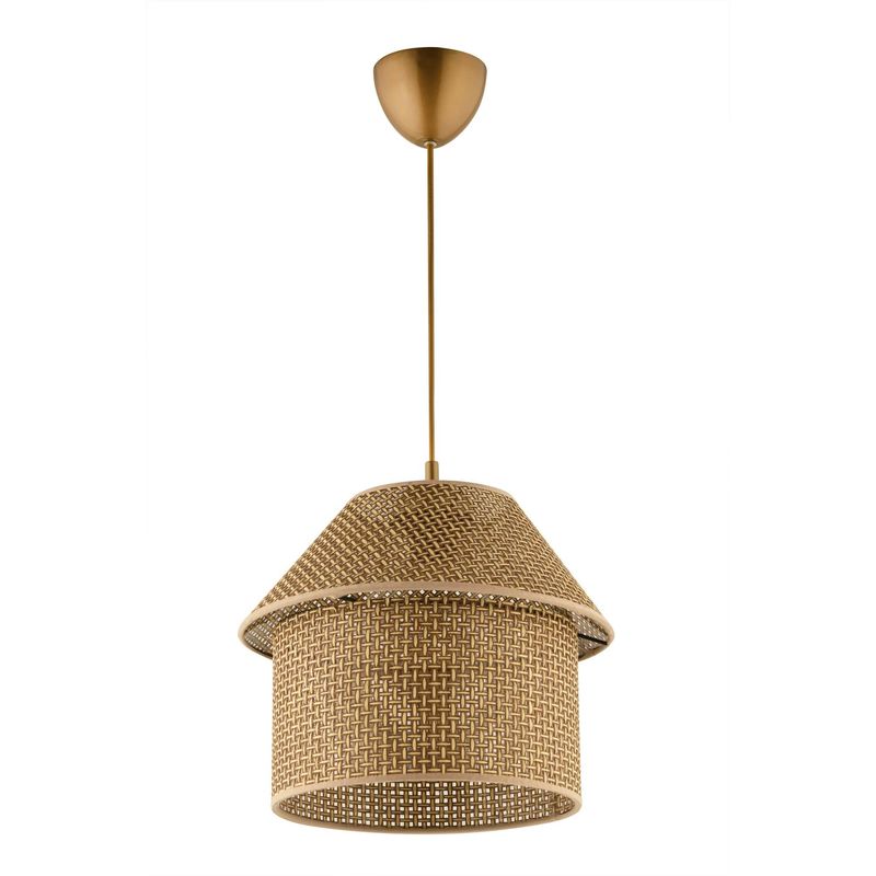 Casa si Gradina - Corpuri si surse de iluminat - Lustre si pendule - Lustră pendul Opviq din plastic, bej/auriu, 1xE27, Ø25 x 25 cm, 433NUV1154 - Infinity.ro