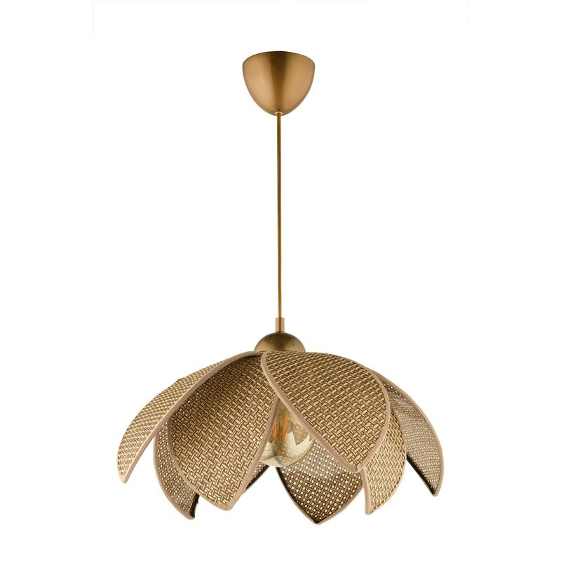 Casa si Gradina - Corpuri si surse de iluminat - Lustre si pendule - Lustră pendul Opviq din plastic, bej/auriu, 1xE27, Ø23 x 23 cm, 433NUV1168 - Infinity.ro