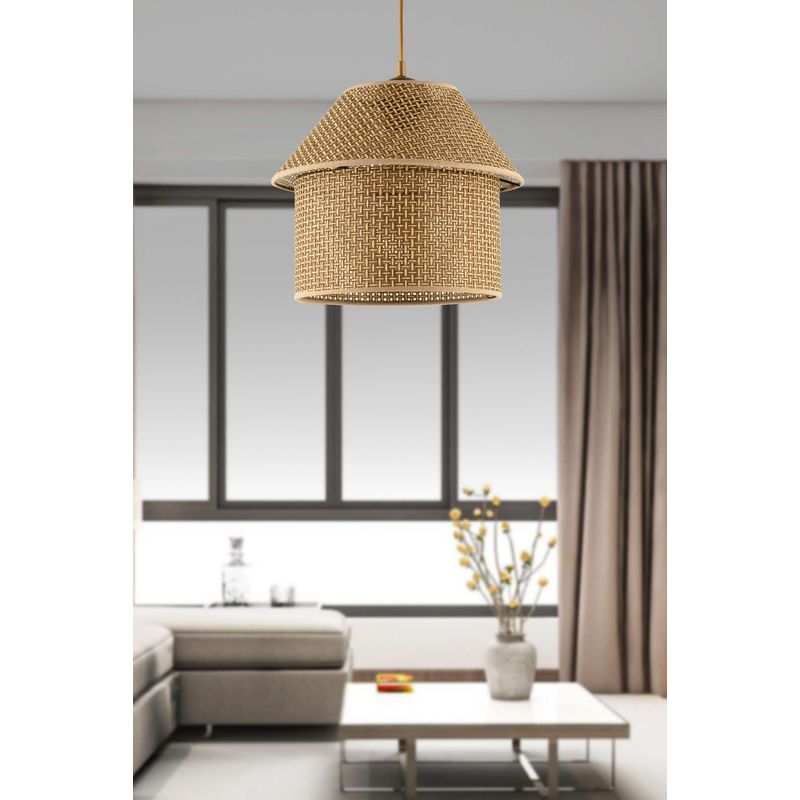 Casa si Gradina - Corpuri si surse de iluminat - Lustre si pendule - Lustră pendul Opviq din plastic, bej/auriu, 1xE27, Ø25 x 25 cm, 433NUV1154 - Infinity.ro