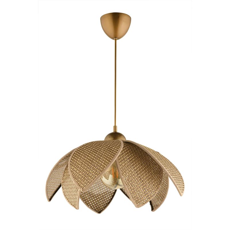 Casa si Gradina - Corpuri si surse de iluminat - Lustre si pendule - Lustră pendul Opviq din plastic, bej/auriu, 1xE27, Ø23 x 23 cm, 433NUV1168 - Infinity.ro