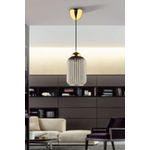 Casa si Gradina - Corpuri si surse de iluminat - Lustre si pendule - Lustră pendul Opviq din plastic și sticlă, gri/auriu, 1xE27, Ø10 x 20 cm, 433NUV1148 - Infinity.ro