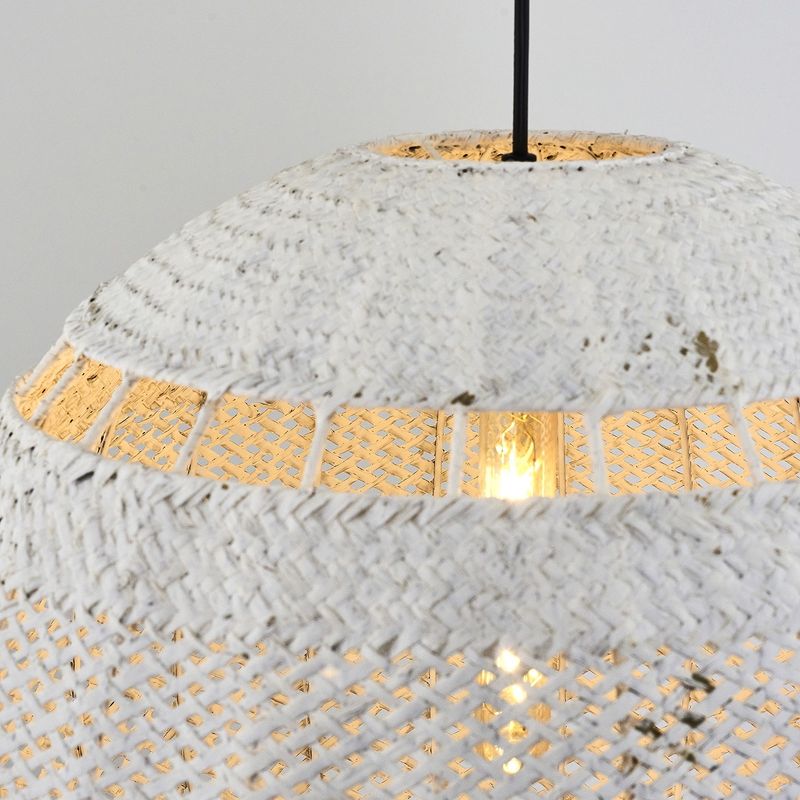Casa si Gradina - Corpuri si surse de iluminat - Lustre si pendule - Lustră pendul Opviq din plastic și ratan, alb, 120 cm, 701CHD1797 - Infinity.ro