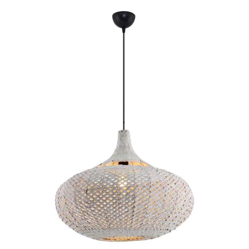 Casa si Gradina - Corpuri si surse de iluminat - Lustre si pendule - Lustră pendul Opviq din plastic și ratan, alb, 120 cm, 701CHD1791 - Infinity.ro