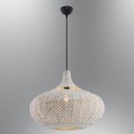 Casa si Gradina - Corpuri si surse de iluminat - Lustre si pendule - Lustră pendul Opviq din plastic și ratan, alb, 120 cm, 701CHD1791 - Infinity.ro
