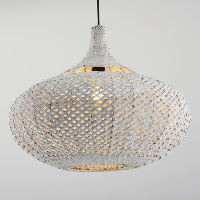 Casa si Gradina - Corpuri si surse de iluminat - Lustre si pendule - Lustră pendul Opviq din plastic și ratan, alb, 120 cm, 701CHD1791 - Infinity.ro