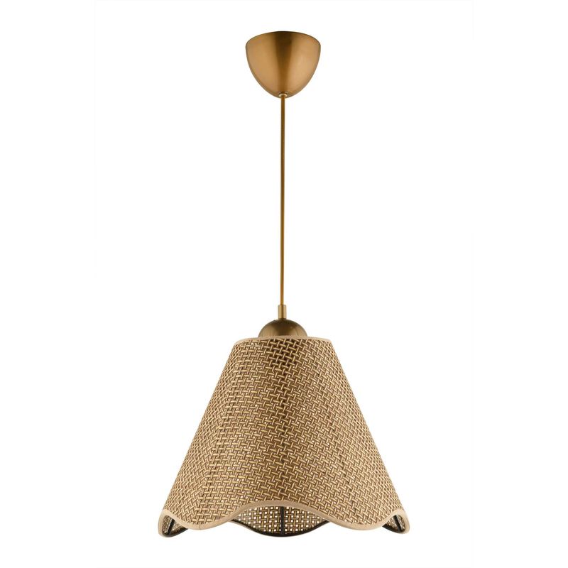 Casa si Gradina - Corpuri si surse de iluminat - Lustre si pendule - Lustră pendul Opviq din plastic, bej/auriu, 1xE27, Ø32 x 25 cm, 433NUV1152 - Infinity.ro