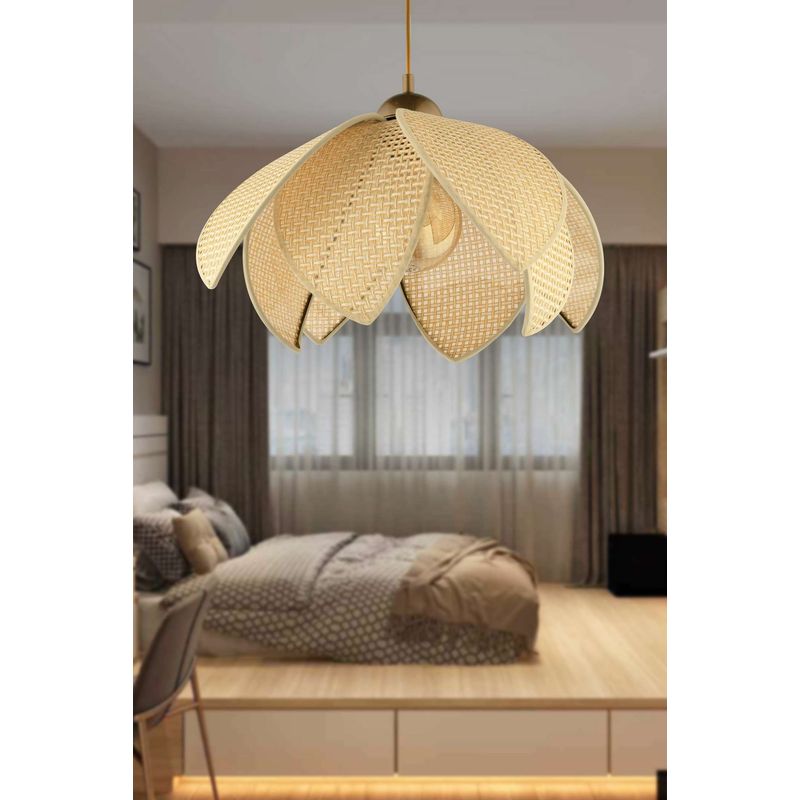 Casa si Gradina - Corpuri si surse de iluminat - Lustre si pendule - Lustră pendul Opviq din plastic, crem/auriu, 1xE27, Ø23 x 23 cm, 433NUV1166 - Infinity.ro