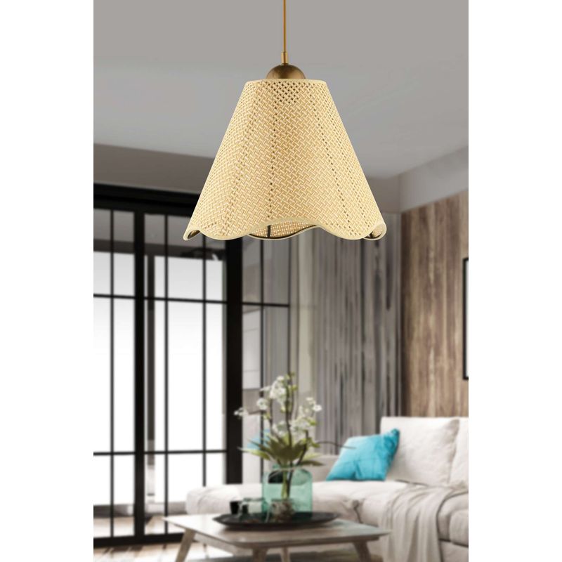 Casa si Gradina - Corpuri si surse de iluminat - Lustre si pendule - Lustră pendul Opviq din plastic, crem/auriu, 1xE27, Ø32 x 25 cm, 433NUV1153 - Infinity.ro