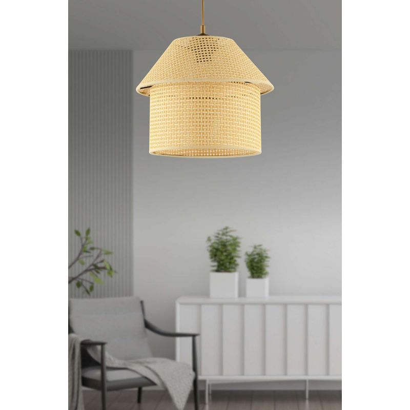 Casa si Gradina - Corpuri si surse de iluminat - Lustre si pendule - Lustră pendul Opviq din plastic, crem/auriu, 1xE27, Ø25 x 25 cm, 433NUV1155 - Infinity.ro