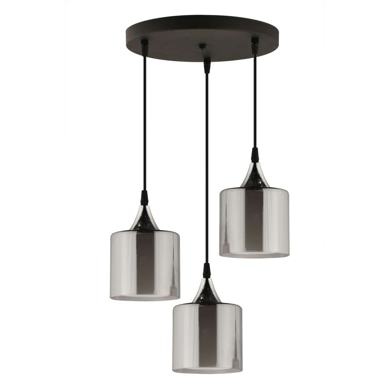 Casa si Gradina - Corpuri si surse de iluminat - Lustre si pendule - Lustră suspendată Opviq din metal și sticlă, gri/negru, 3xE27, Ø12 x 12 cm, 433NUV1172 - Infinity.ro