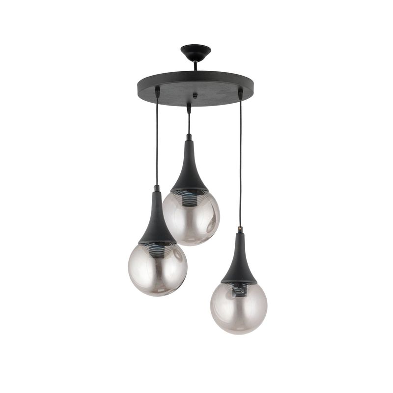 Casa si Gradina - Corpuri si surse de iluminat - Lustre si pendule - Lustră suspendată Opviq din plastic și sticlă, negru, 3xE27, Ø12 x 12 cm, 433NUV1104 - Infinity.ro