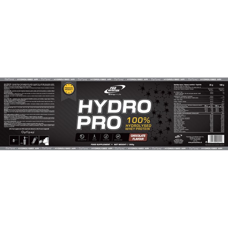 Ingrijire personala si Cosmetice - Sanatate si wellness - Nutritie sportiva - Proteine - Zer hidrolizat +86% proteine, Hydro Pro, 900g, Ciocolată - Infinity.ro
