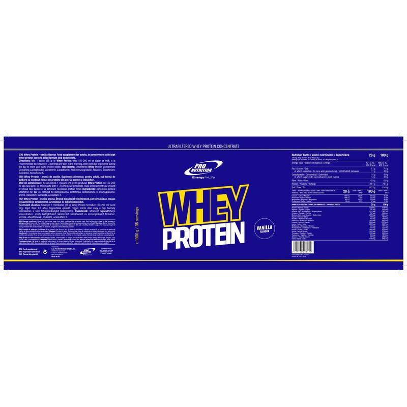 Ingrijire personala si Cosmetice - Sanatate si wellness - Nutritie sportiva - Proteine - Concentrat proteic din zer, Whey Protein, 1000g, Vanilie - Infinity.ro