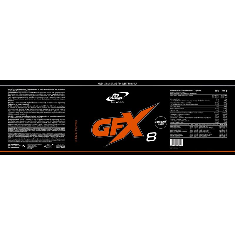 Ingrijire personala si Cosmetice - Sanatate si wellness - Nutritie sportiva - Proteine - Mix proteic pentru creștere rapidă, GFX-8, 1500g, Ciocolată - Infinity.ro