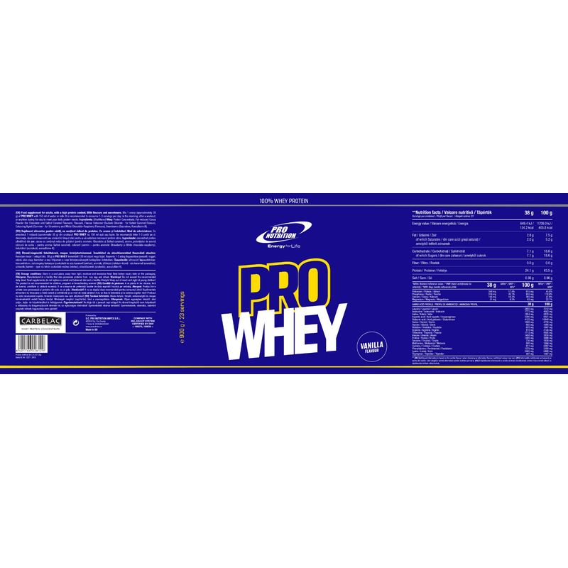 Ingrijire personala si Cosmetice - Sanatate si wellness - Nutritie sportiva - Proteine - Concentrat proteic din zer, Pro Whey, 900g, Vanilie - Infinity.ro