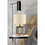 Casa si Gradina - Corpuri si surse de iluminat - Veioze si lampi - Veioze - Veioză Opviq, sticlă, 28 cm, crem/gri, 433NUV1524 - Infinity.ro
