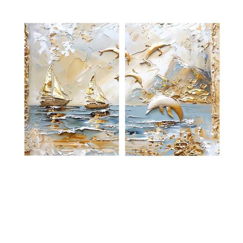 Casa si Gradina - Decoratiuni - Tablouri - Set tablouri pânză (2 bucăți) Wallxpert, lemn de pin, 80 x 120 cm, multicolor, 833HRC1109 - Infinity.ro