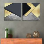 Casa si Gradina - Decoratiuni - Tablouri - Set tablouri pânză (2 bucăți) Wallxpert, lemn, 40 x 40 cm, multicolor, 255LNC1134 - Infinity.ro