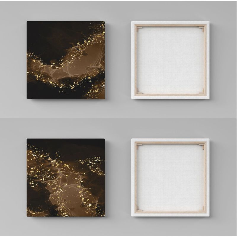 Casa si Gradina - Decoratiuni - Tablouri - Set tablouri pânză (2 bucăți) Wallxpert, lemn, 40 x 40 cm, auriu/negru, 255LNC1337 - Infinity.ro