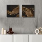 Casa si Gradina - Decoratiuni - Tablouri - Set tablouri pânză (2 bucăți) Wallxpert, lemn, 40 x 40 cm, auriu/negru, 255LNC1337 - Infinity.ro