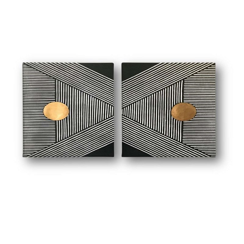 Casa si Gradina - Decoratiuni - Tablouri - Set tablouri pânză (2 bucăți) Wallxpert, lemn, 40 x 40 cm, multicolor, 255LNC1125 - Infinity.ro