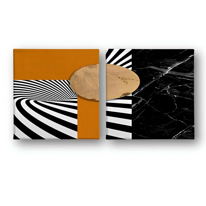 Casa si Gradina - Decoratiuni - Tablouri - Set tablouri pânză (2 bucăți) Wallxpert, lemn, 40 x 40 cm, multicolor, 255LNC1140 - Infinity.ro