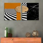 Casa si Gradina - Decoratiuni - Tablouri - Set tablouri pânză (2 bucăți) Wallxpert, lemn, 40 x 40 cm, multicolor, 255LNC1140 - Infinity.ro
