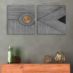 Casa si Gradina - Decoratiuni - Tablouri - Set tablouri pânză (2 bucăți) Wallxpert, lemn, 40 x 40 cm, multicolor, 255LNC1146 - Infinity.ro