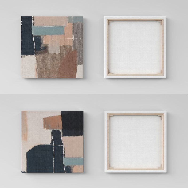 Casa si Gradina - Decoratiuni - Tablouri - Set tablouri pânză (2 bucăți) Wallxpert, lemn, 40 x 40 cm, multicolor, 255LNC1269 - Infinity.ro