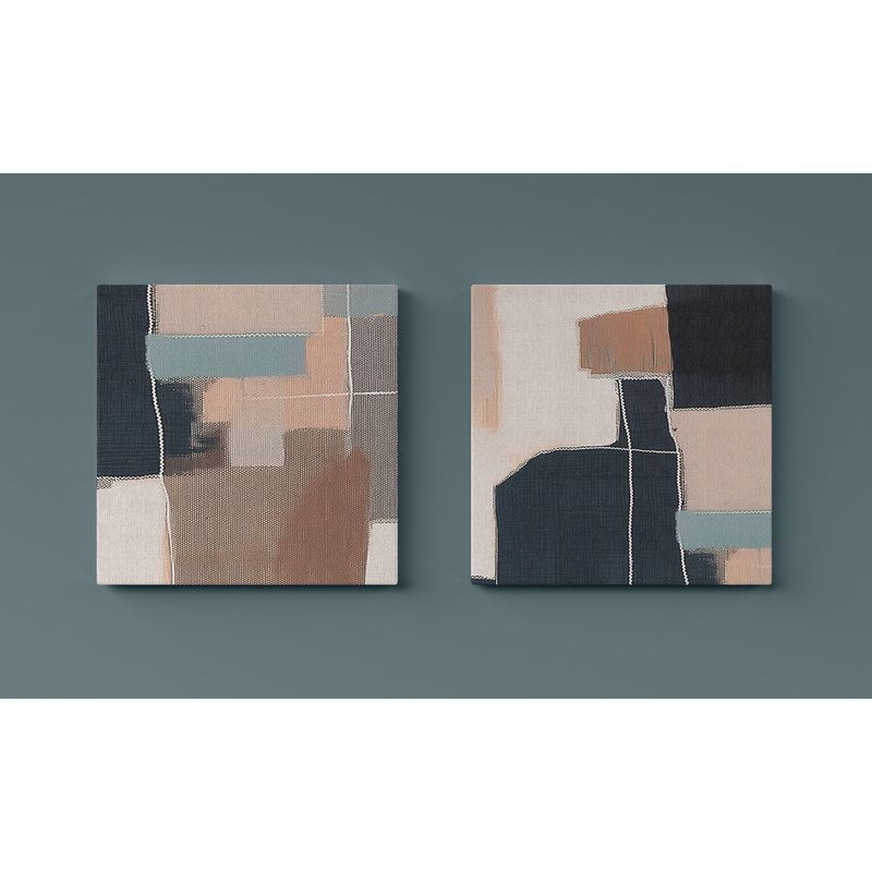 Casa si Gradina - Decoratiuni - Tablouri - Set tablouri pânză (2 bucăți) Wallxpert, lemn, 40 x 40 cm, multicolor, 255LNC1269 - Infinity.ro