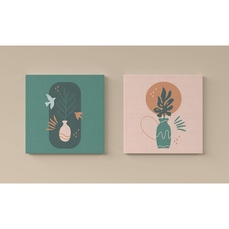 Casa si Gradina - Decoratiuni - Tablouri - Set tablouri pânză (2 bucăți) Wallxpert, lemn, 40 x 40 cm, multicolor, 255LNC1281 - Infinity.ro