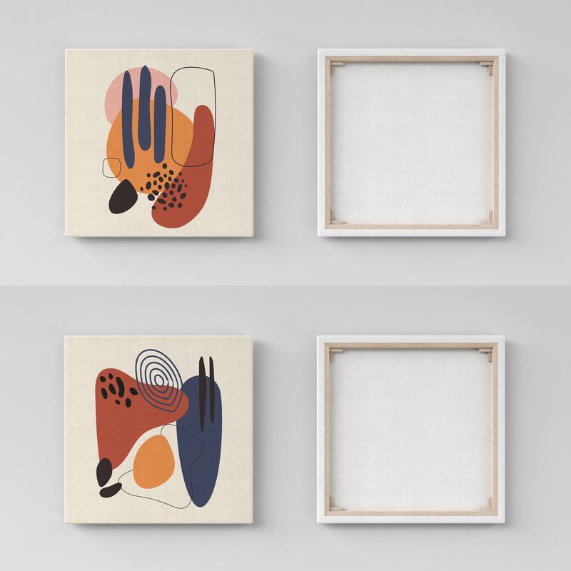 Casa si Gradina - Decoratiuni - Tablouri - Set tablouri pânză (2 bucăți) Wallxpert, lemn, 40 x 40 cm, multicolor, 255LNC1284 - Infinity.ro