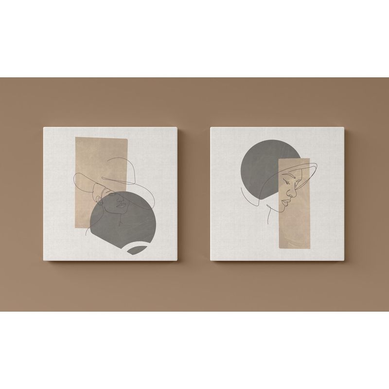 Casa si Gradina - Decoratiuni - Tablouri - Set tablouri pânză (2 bucăți) Wallxpert, lemn, 40 x 40 cm, multicolor, 255LNC1287 - Infinity.ro