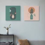 Casa si Gradina - Decoratiuni - Tablouri - Set tablouri pânză (2 bucăți) Wallxpert, lemn, 40 x 40 cm, multicolor, 255LNC1281 - Infinity.ro