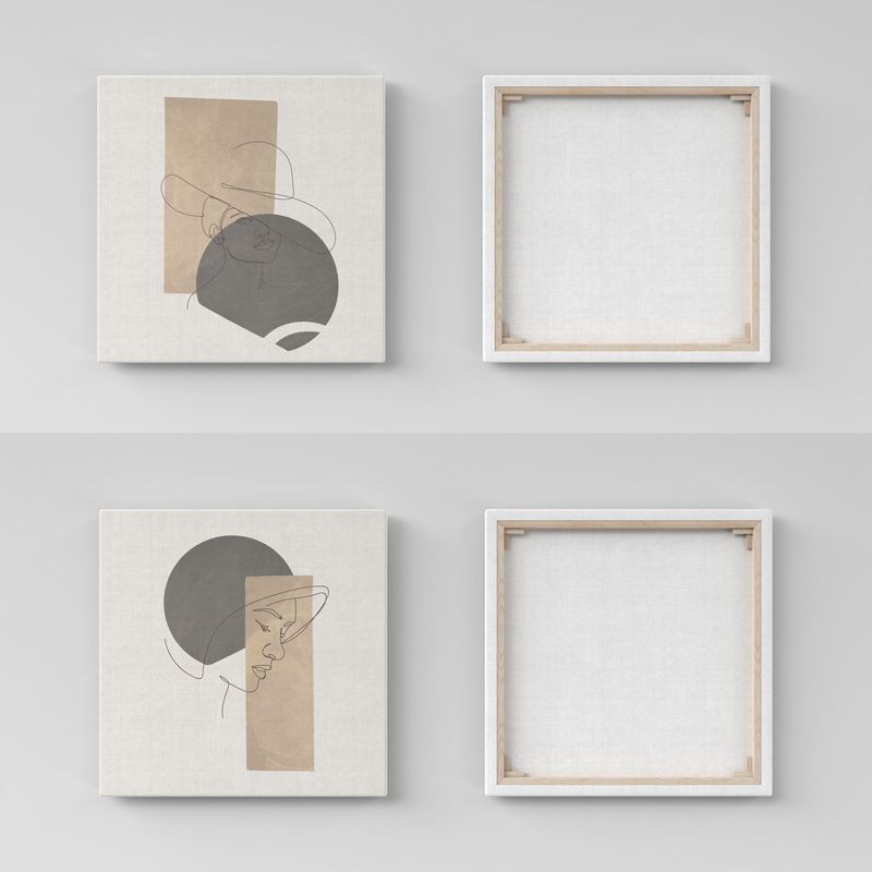 Casa si Gradina - Decoratiuni - Tablouri - Set tablouri pânză (2 bucăți) Wallxpert, lemn, 40 x 40 cm, multicolor, 255LNC1287 - Infinity.ro