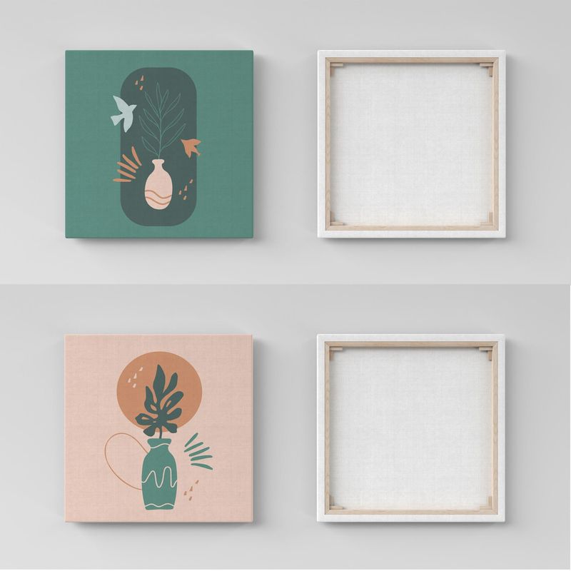 Casa si Gradina - Decoratiuni - Tablouri - Set tablouri pânză (2 bucăți) Wallxpert, lemn, 40 x 40 cm, multicolor, 255LNC1281 - Infinity.ro
